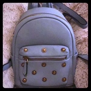 Genuine leather Studded Mini Backpack in grey